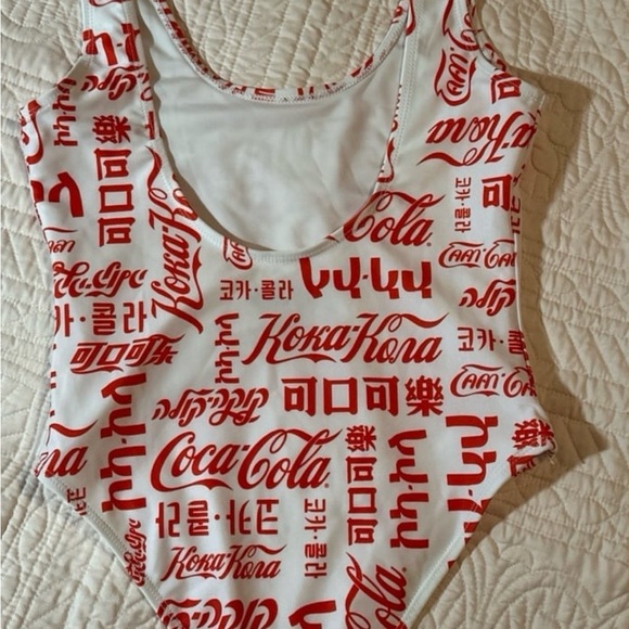 Coca-Cola International Languages World Logos One Piece Swimsuit Small, NWOT - Picture 2 of 2